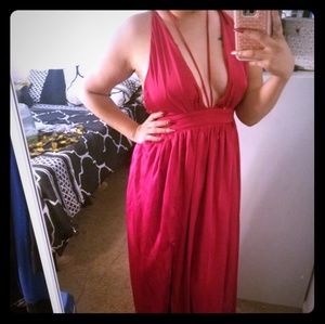 RED SILK Long Dress